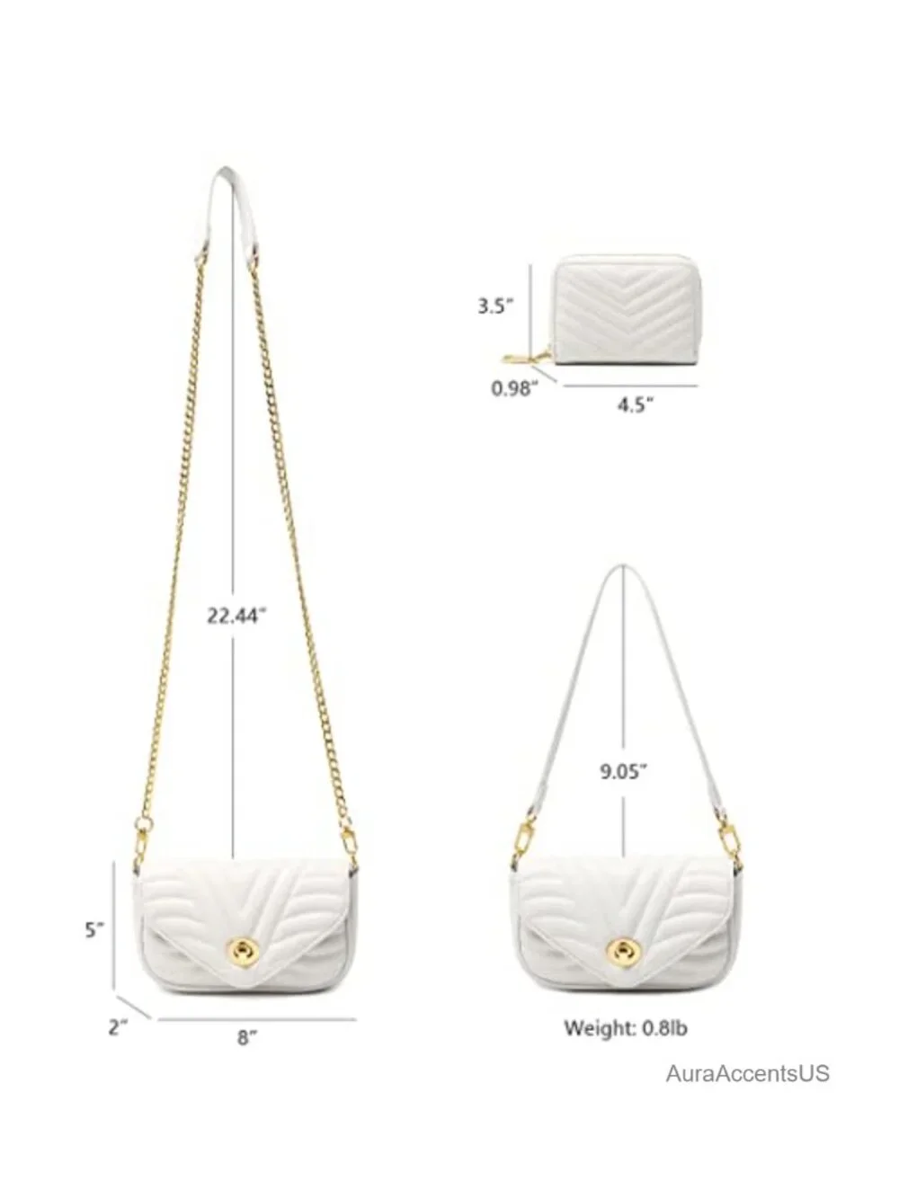 Quilted Crossbody Bag with Removable Straps RFID Blocking Faux Leather